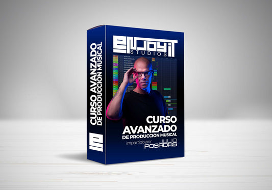 Caja Curso Avanzado de Producción Musical, impartido por Julio Posadas. Mejora tus técnicas y lleva tu sonido más allá con los trucos y consejos de Julio Posadas, profesional con más de 36 años en la indústria musical.