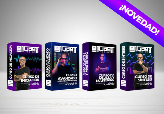 MEGA PACK 4 Cursos por 199€ (Incluye estos cuatro cursos enteros: Curso de Iniciación, Curso Avanzado de Producción Musical, Curso de Mezcla y Mastering, Curso de Síntesis. Todos los cursos impartidos por Julio Posadas, reconocido DJ y productor musical en España y creador del sonido MAKINA.